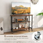 Rotating Sofa Side Table with Shelves and Lockable Casters
