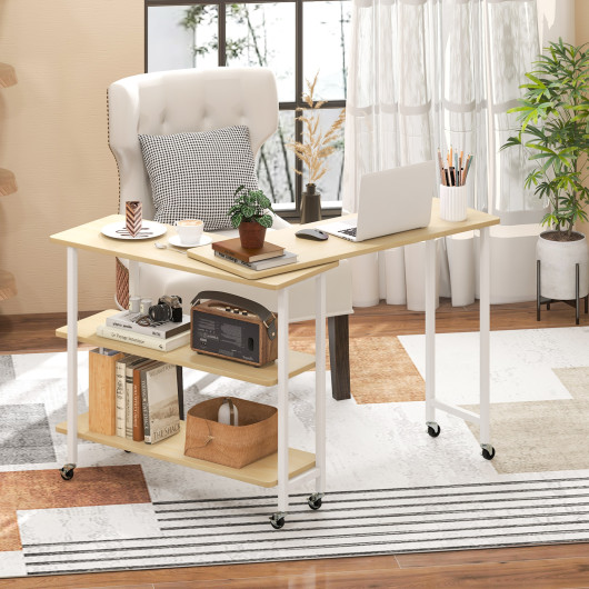 Rotating Sofa Side Table with Shelves and Lockable Casters - Image 16