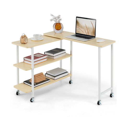 Rotating Sofa Side Table with Shelves and Lockable Casters - Image 17