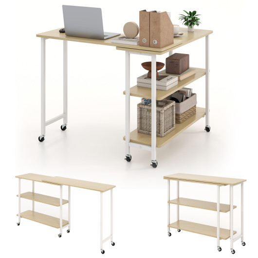 Rotating Sofa Side Table with Shelves and Lockable Casters - Image 18