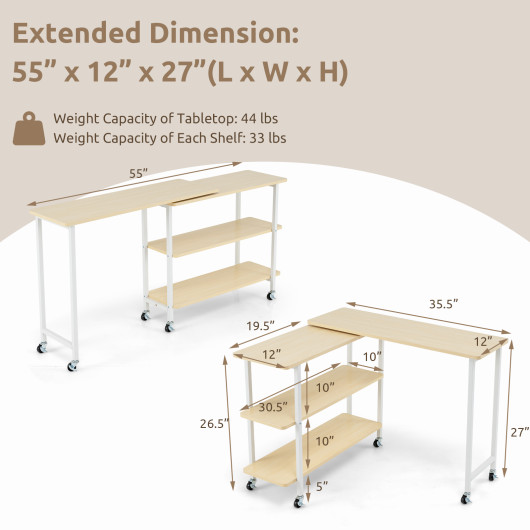 Rotating Sofa Side Table with Shelves and Lockable Casters - Image 19