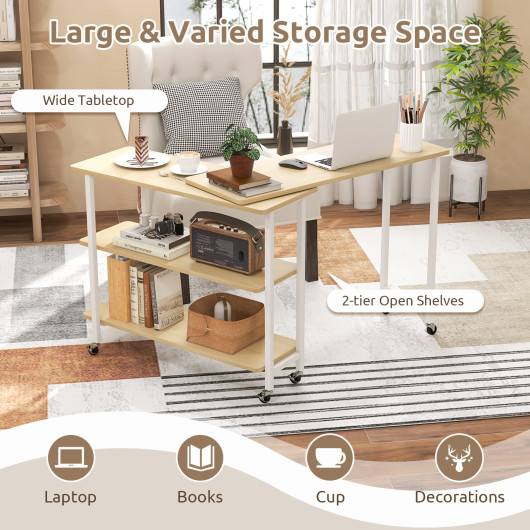 Rotating Sofa Side Table with Shelves and Lockable Casters - Image 20