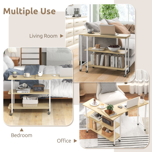 Rotating Sofa Side Table with Shelves and Lockable Casters - Image 21