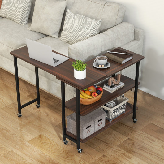 Rotating Sofa Side Table with Shelves and Lockable Casters - Image 22