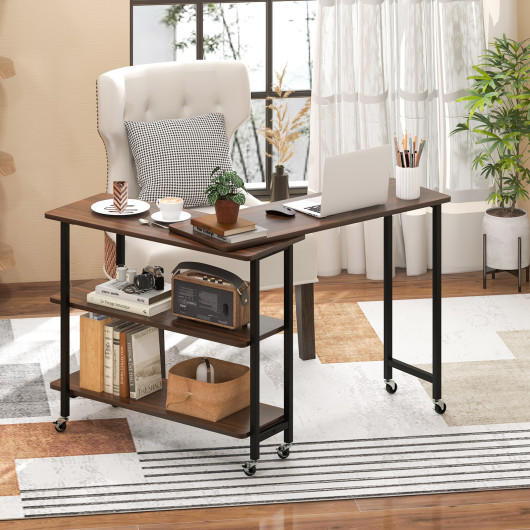 Rotating Sofa Side Table with Shelves and Lockable Casters - Image 23