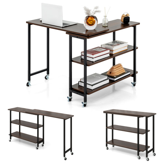 Rotating Sofa Side Table with Shelves and Lockable Casters - Image 25
