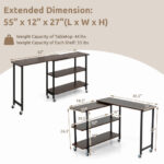 Rotating Sofa Side Table with Shelves and Lockable Casters