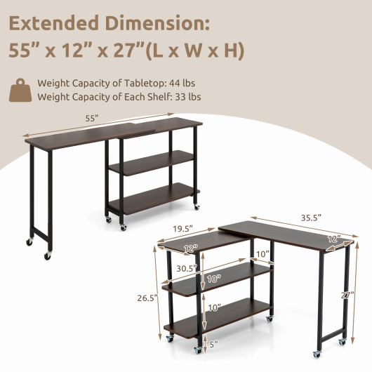 Rotating Sofa Side Table with Shelves and Lockable Casters - Image 26
