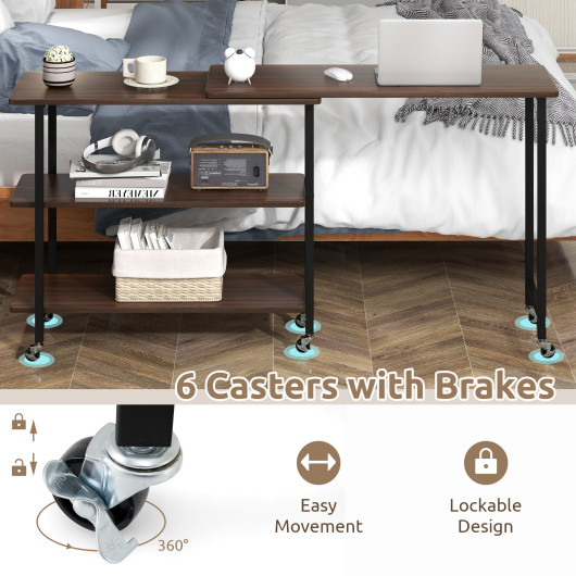 Rotating Sofa Side Table with Shelves and Lockable Casters - Image 28