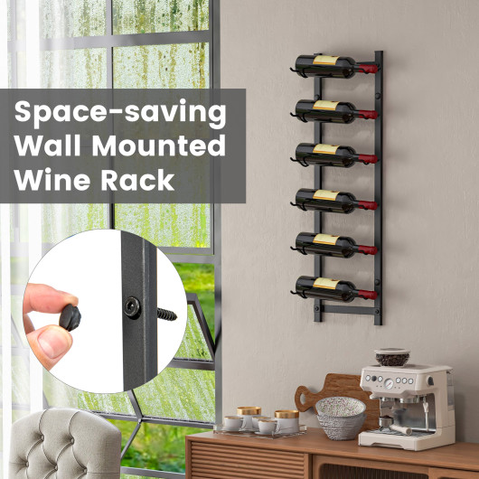 Wall Mounted Space-Saving Wine Rack for 6 or 9 Bottles