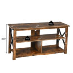 Rustic 3-Tier TV Stand with Open Shelves and Cable Management