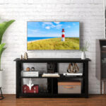 Rustic 3-Tier TV Stand with Open Shelves and Cable Management