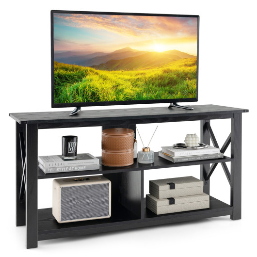 Rustic 3-Tier TV Stand with Open Shelves and Cable Management - Image 17