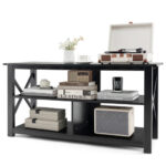 Rustic 3-Tier TV Stand with Open Shelves and Cable Management