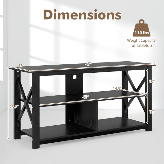 Rustic 3-Tier TV Stand with Open Shelves and Cable Management - Image 19
