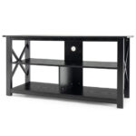 Rustic 3-Tier TV Stand with Open Shelves and Cable Management