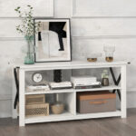 Rustic 3-Tier TV Stand with Open Shelves and Cable Management