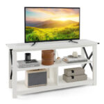 Rustic 3-Tier TV Stand with Open Shelves and Cable Management