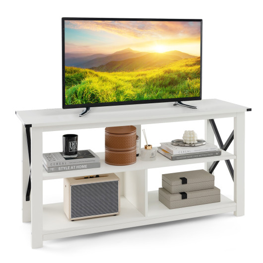 Rustic 3-Tier TV Stand with Open Shelves and Cable Management - Image 24