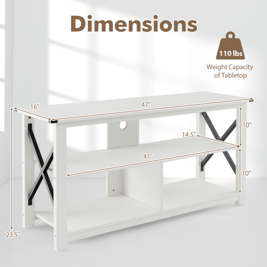 Rustic 3-Tier TV Stand with Open Shelves and Cable Management - Image 26