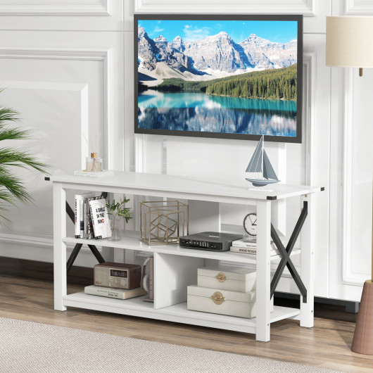 Rustic 3-Tier TV Stand with Open Shelves and Cable Management - Image 27