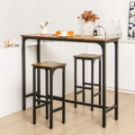 Rustic Industrial Bar Table and Stools Set Space-Saving (3pcs)