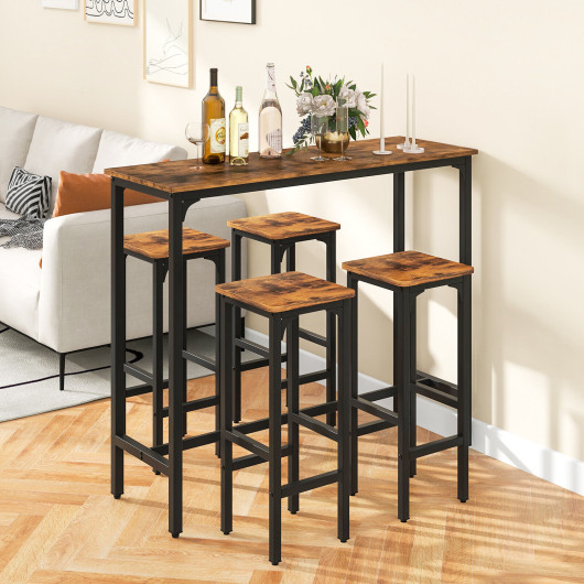 Rustic Industrial Bar Table and Stools Set Space-Saving (3pcs) - Image 6
