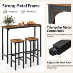 Rustic Industrial Bar Table and Stools Set Space-Saving (3pcs)