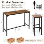 Rustic Industrial Bar Table and Stools Set Space-Saving (3pcs)