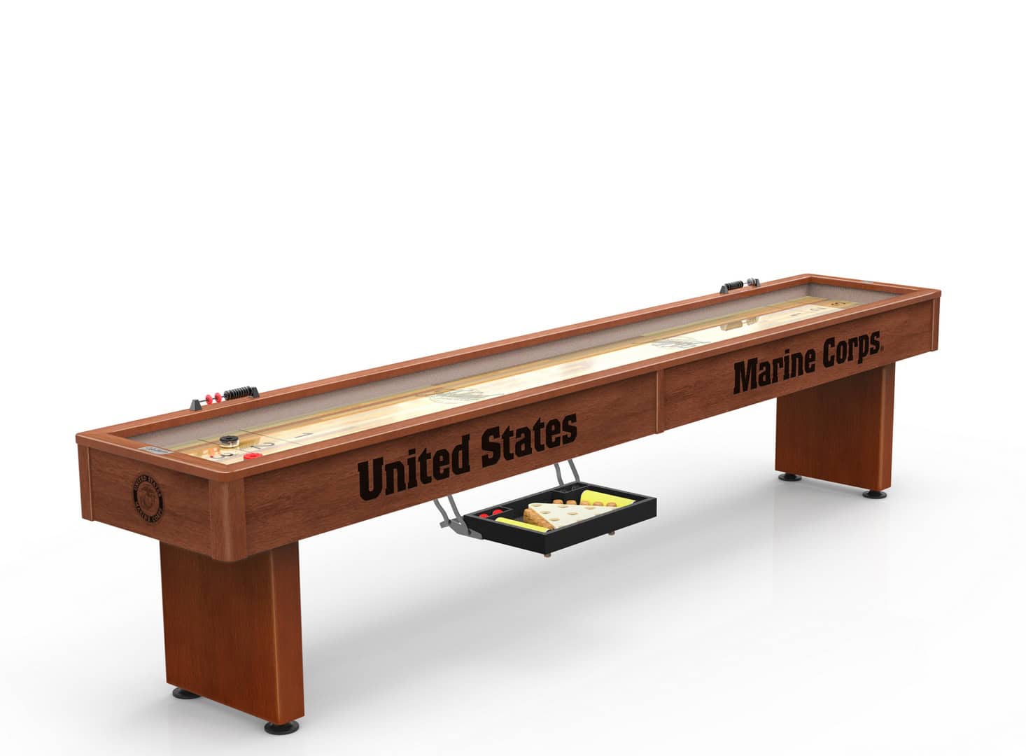 United States Marine Corps Shuffleboard Table with Chardonnay Finish