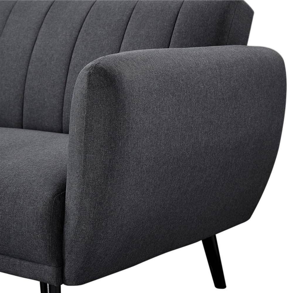 Scandinavian Dark Grey Convertible Sofa Bed with Wooden Legs
