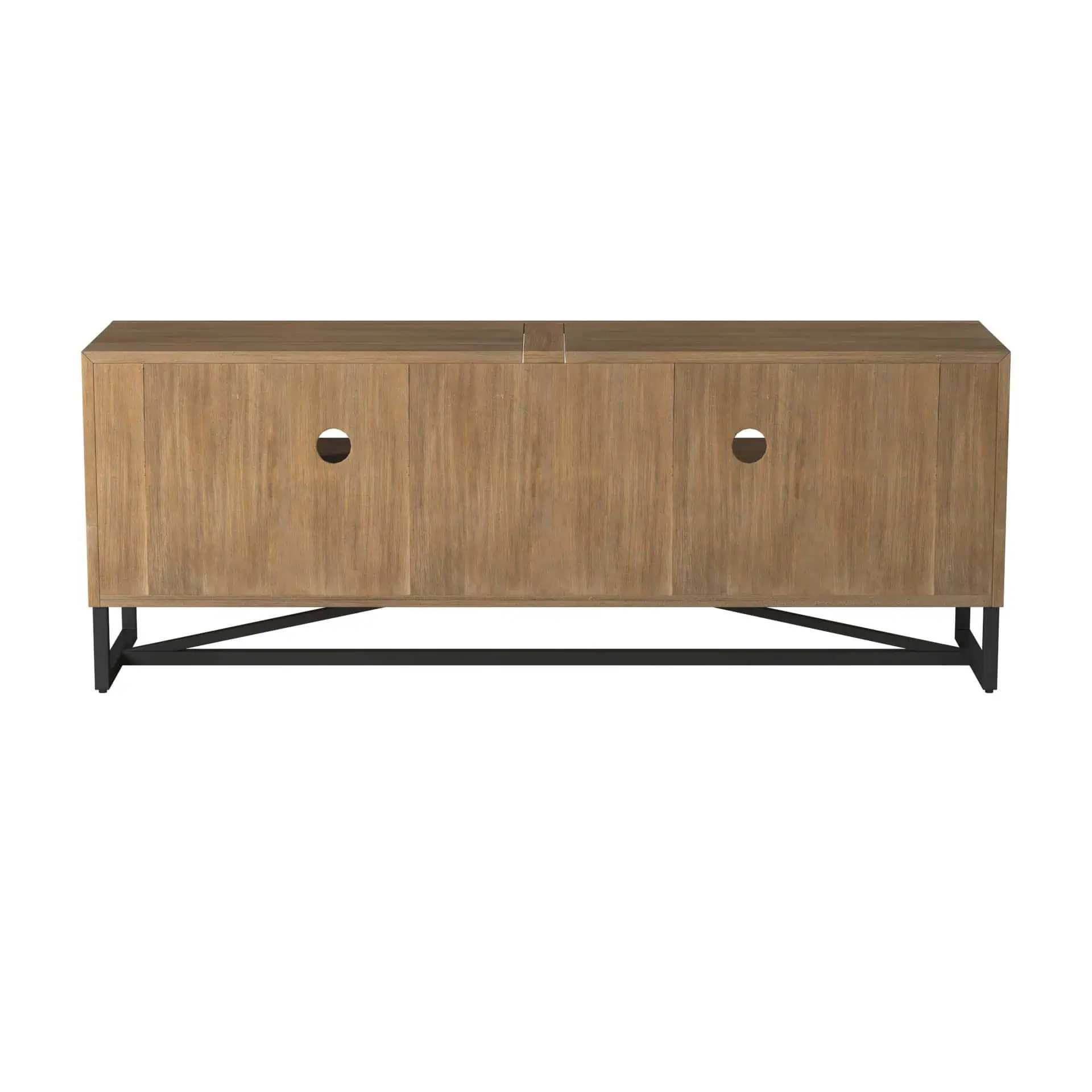 Dry Sand Reclaimed Pine Transitional TV Console with Metal Legs
