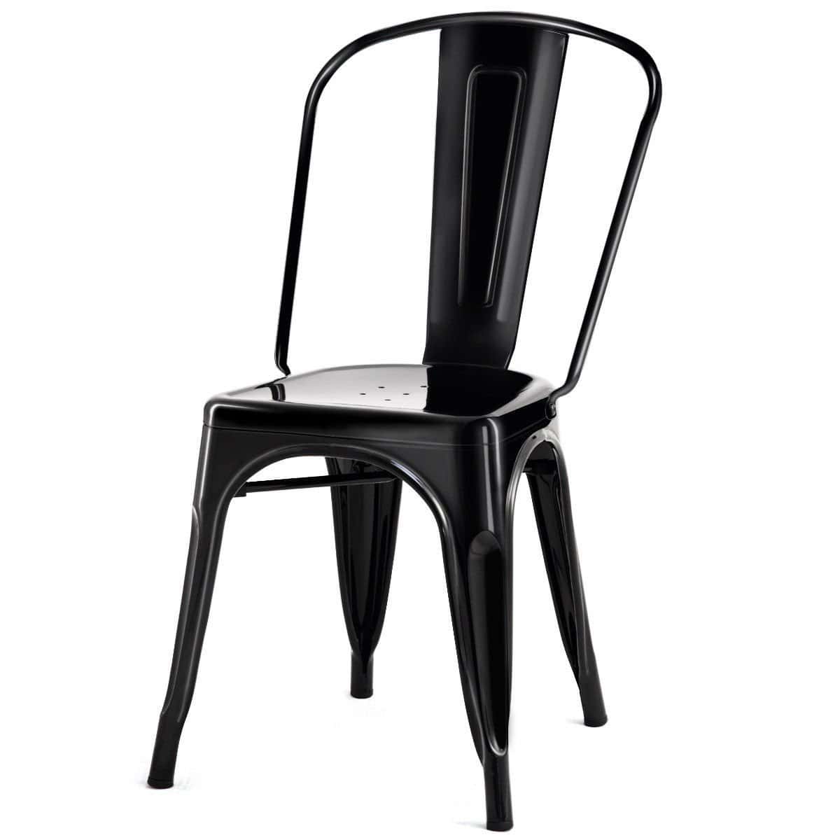 Stackable Black Metal Bistro Dining Chairs Indoor Outdoor (Set of 4)