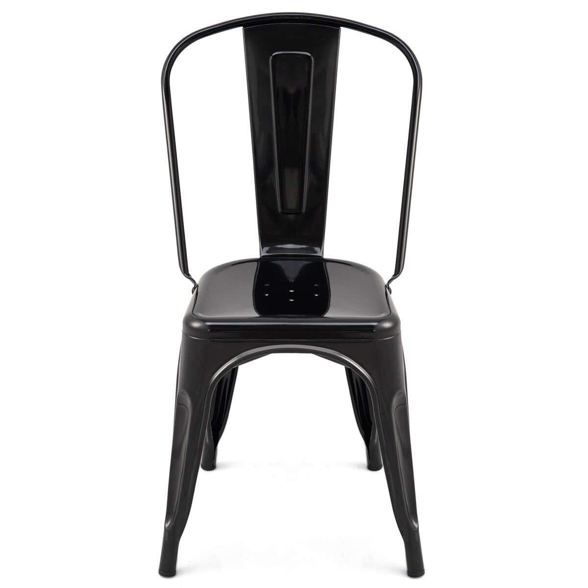 Stackable Black Metal Bistro Dining Chairs Indoor Outdoor (Set of 4)