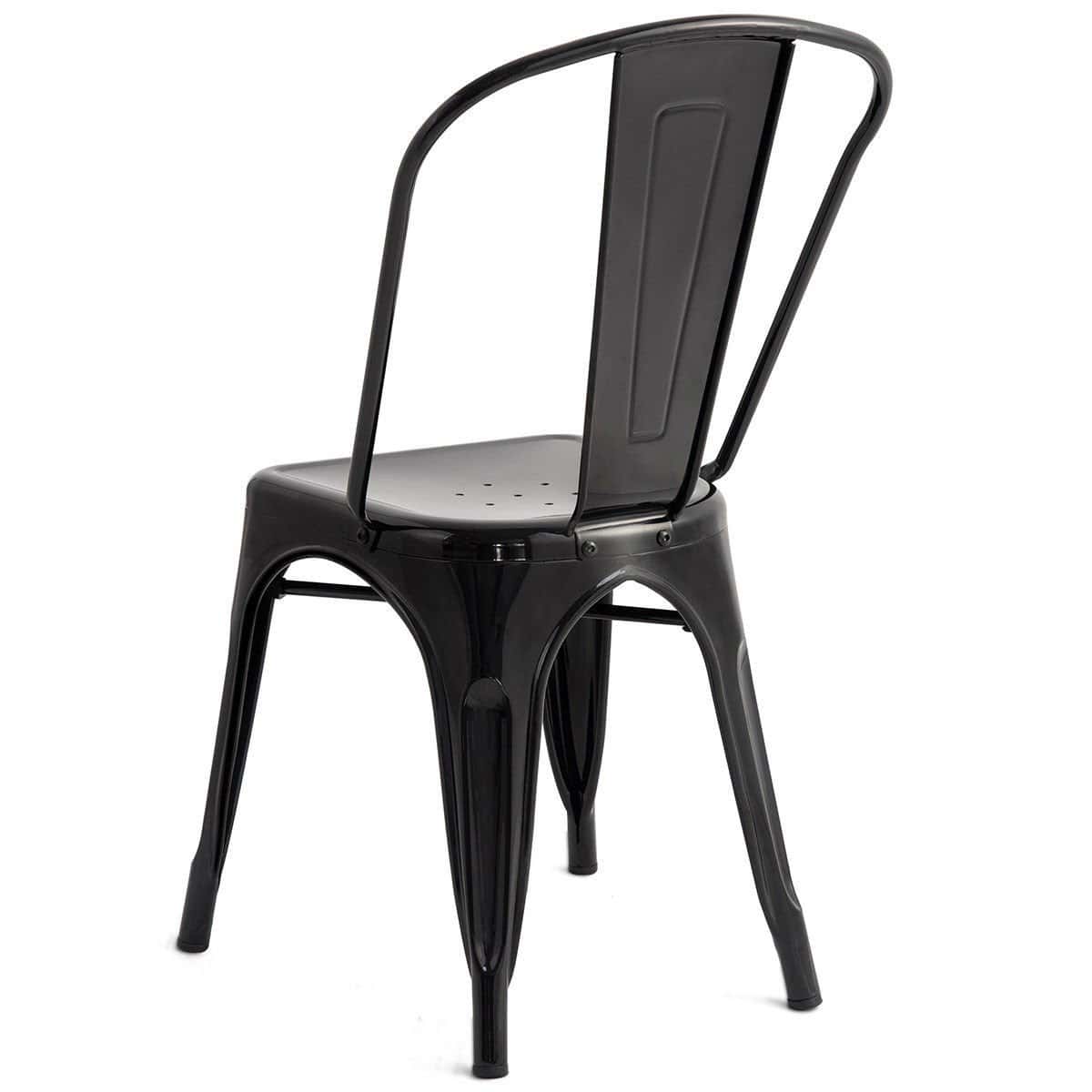 Stackable Black Metal Bistro Dining Chairs Indoor Outdoor (Set of 4)