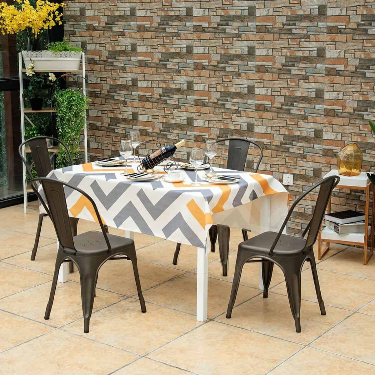 Stackable Black Metal Bistro Dining Chairs Indoor Outdoor (Set of 4)