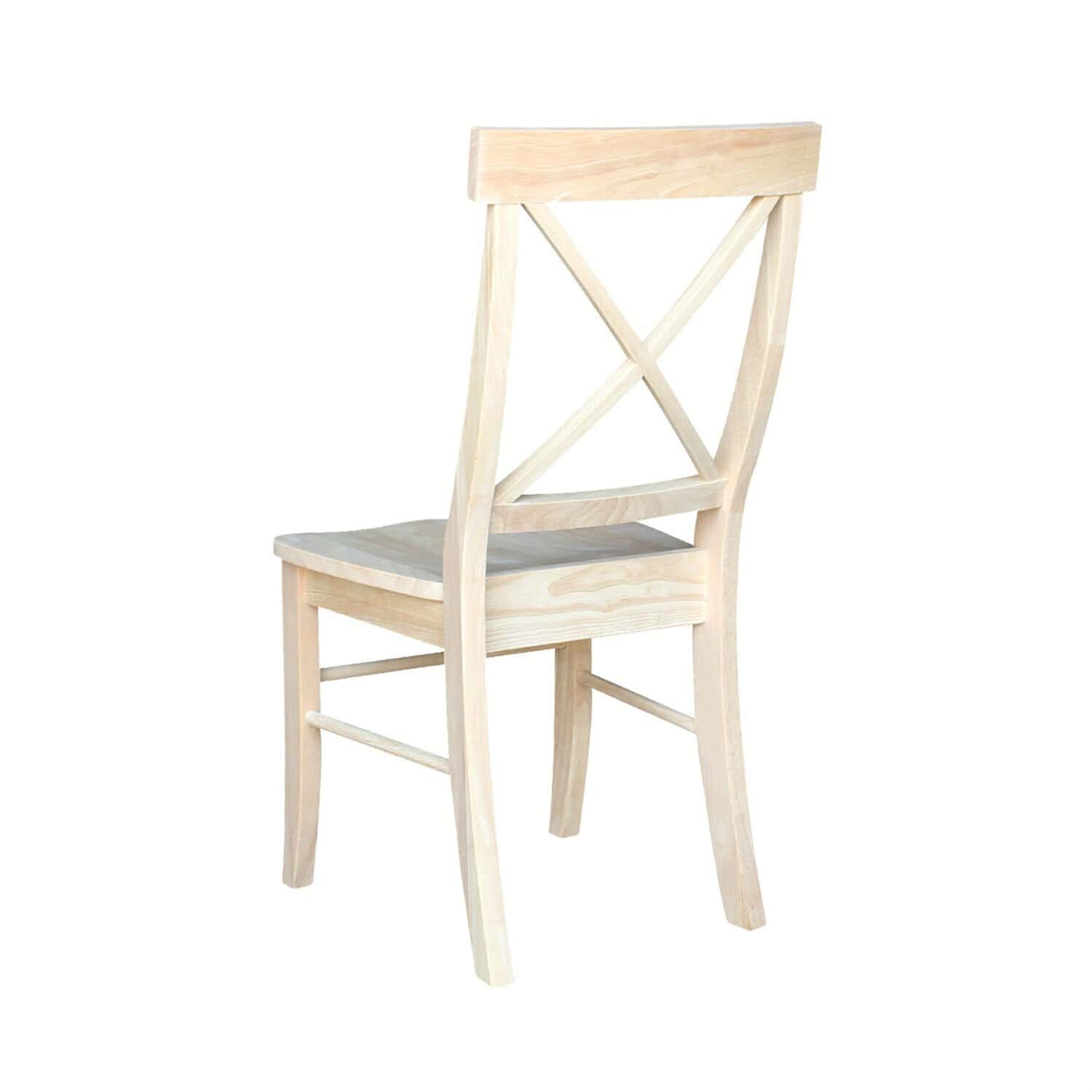 Unfinished Wood Dining Chairs with X-Back Design (Set of 2)