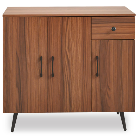 Walnut Sideboard Cabinet with Adjustable Shelves and Drawer