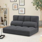 Convertible Floor Sofa Bed with Adjustable Backrest and Pillows