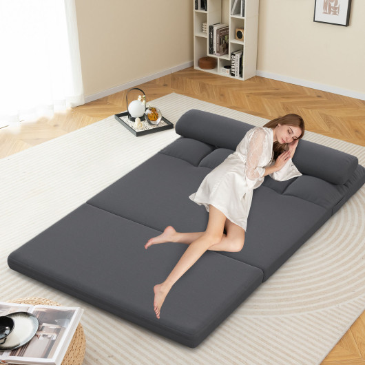 Convertible Floor Sofa Bed with Adjustable Backrest and Pillows - Image 2