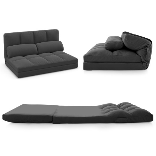 Convertible Floor Sofa Bed with Adjustable Backrest and Pillows - Image 4