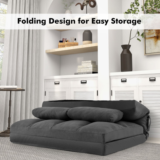 Convertible Floor Sofa Bed with Adjustable Backrest and Pillows - Image 6