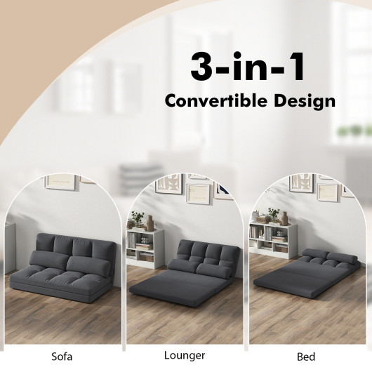 Convertible Floor Sofa Bed with Adjustable Backrest and Pillows - Image 7