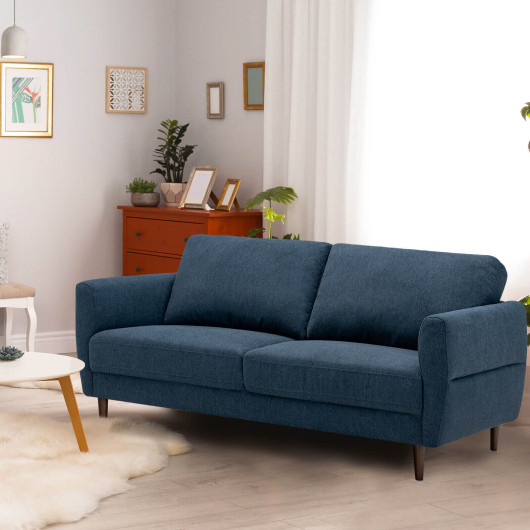 Mid Century Modern 72 Inch Fabric Loveseat Sofa with Wood Legs