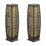 Solar-Powered Wicker Outdoor Floor Lamps with Warm LED Light (Set of 2)