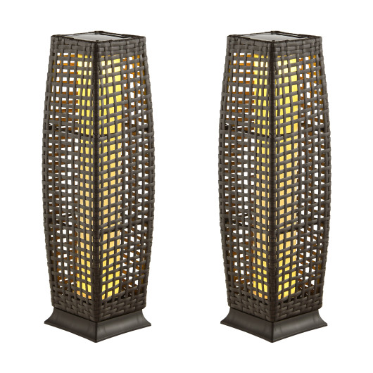 Solar-Powered Wicker Outdoor Floor Lamps with Warm LED Light (Set of 2) - Image 11
