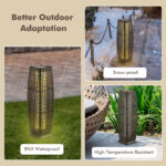 Solar-Powered Wicker Outdoor Floor Lamps with Warm LED Light (Set of 2)