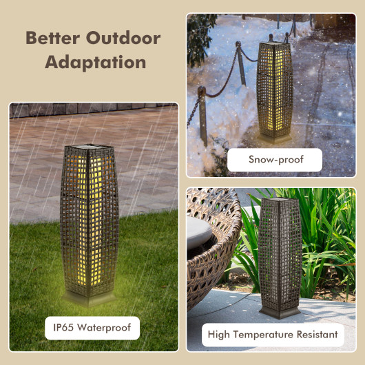 Solar-Powered Wicker Outdoor Floor Lamps with Warm LED Light (Set of 2) - Image 14