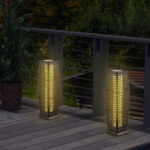 Solar-Powered Wicker Outdoor Floor Lamps with Warm LED Light (Set of 2)