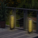 Solar-Powered Wicker Outdoor Floor Lamps with Warm LED Light (Set of 2)